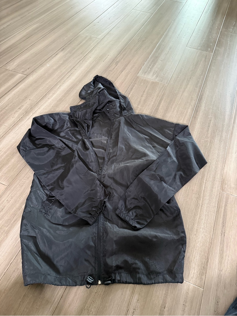 PrettyLittleThing Black Hooded Windbreaker Jacket